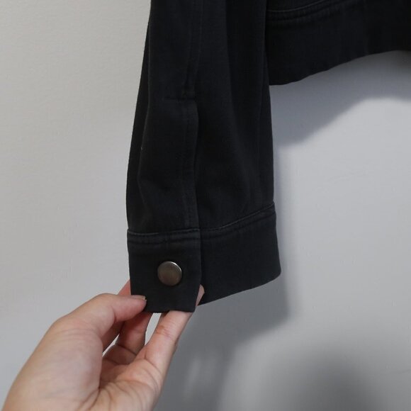 Eileen Fisher Organic Cotton Snap Button Full Zip Black Jacket Women's - Picture 3 of 8